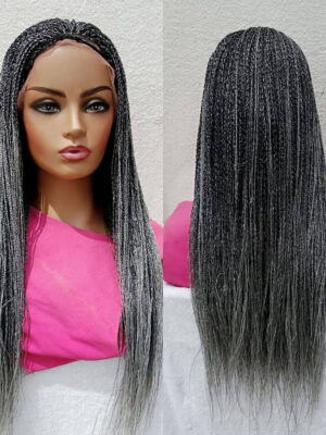 Salt And Pepper Full Lace Wig Micro Twist Hair
