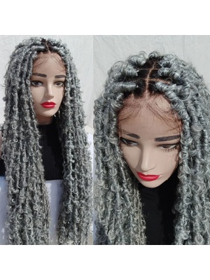 Grey Faux Locs Wig, Bold and Trendy Long Hairpiece, 30 Inches Women Locs Wig, Beautiful Braided Stylish and Durable Wig