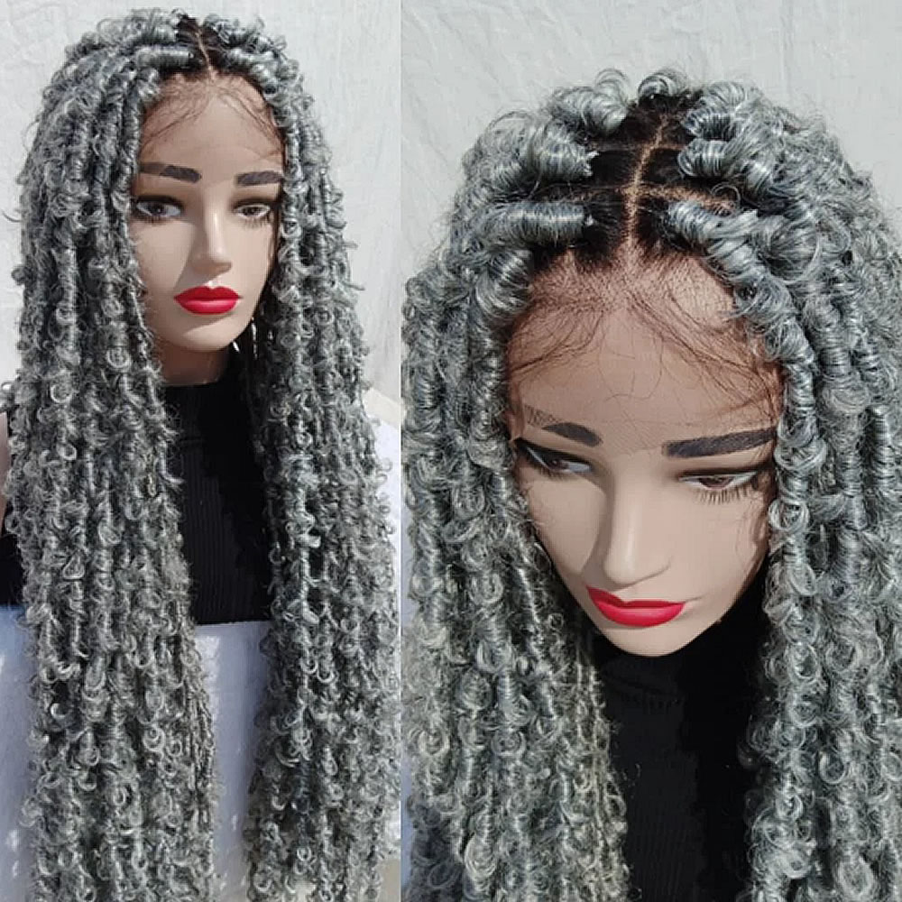 Grey Faux Locs Wig, Bold and Trendy Long Hairpiece, 30 Inches Women Locs Wig, Beautiful Braided Stylish and Durable Wig