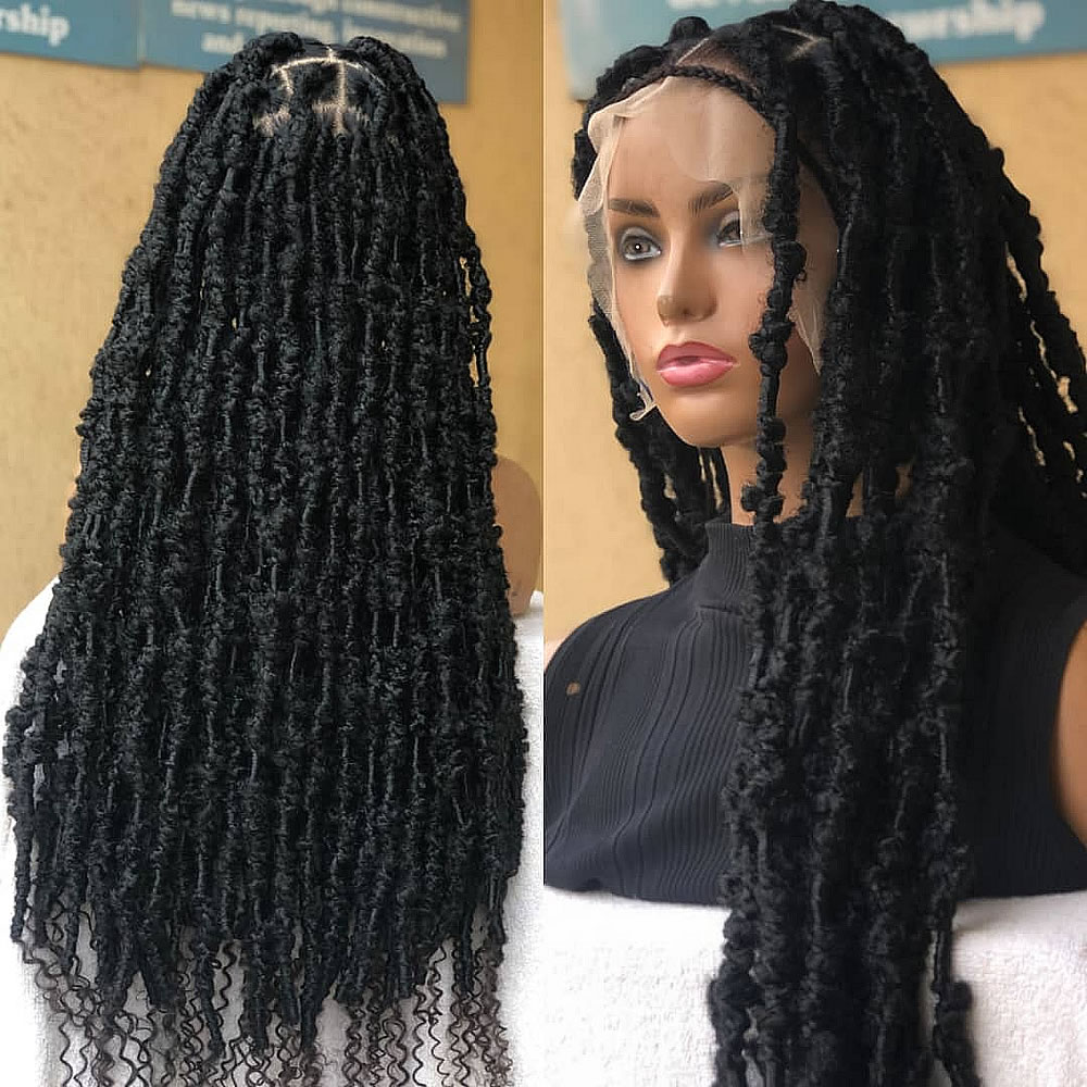 Black Faux Locs Wig, Bold and Trendy Long Hairpiece, 30 Inches Women Locs Wig, Beautiful Braided Stylish and Durable Wig