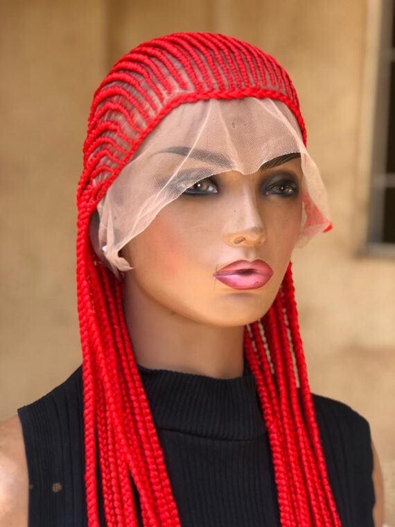 40 inches Red Simply Back Cornrow on full lace wig