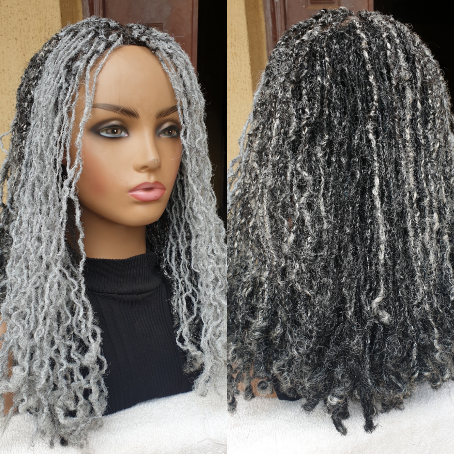 Sister Locs salt and pepper, Skinny Dreads, Dreadlocks