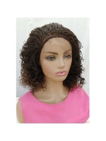 Light Auburn Micro Senegalese Twist, Curled Hair, Full lace wig