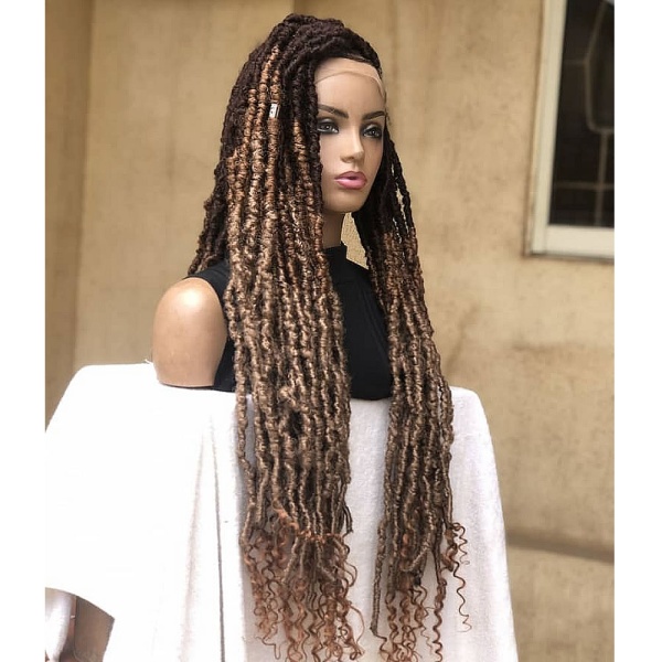 Brown Faux Locs Wig, Bold and Trendy Long Hairpiece, 30 Inches Women Locs Wig, Beautiful Braided Stylish and Durable Wig