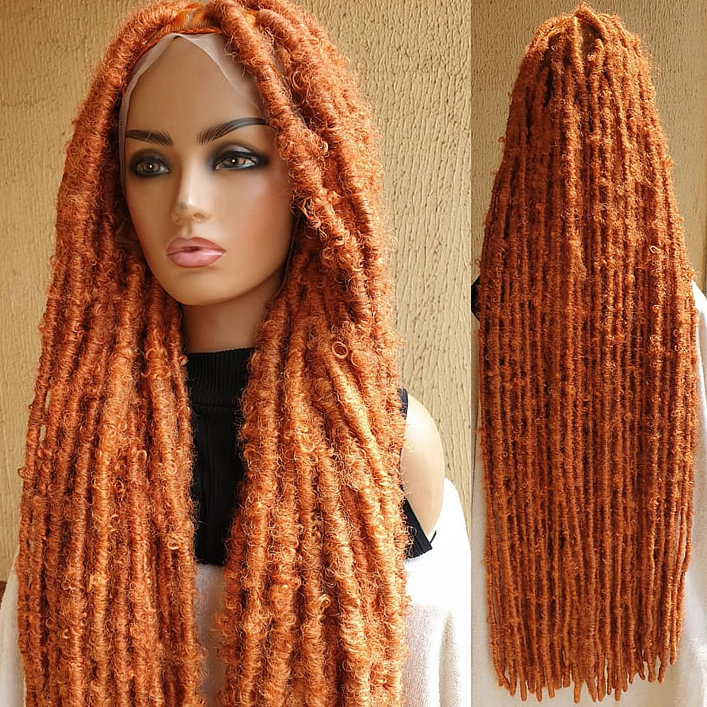Ginger wigs, Braided wigs, Synthetic wig, Wigs with braids, Braided bob wig, Blonde braided wig, Braided lace wigs, Dreadlock wig, Reusable hair, Dread hair extension, Hair styling, Interlocked hair, Braid loc