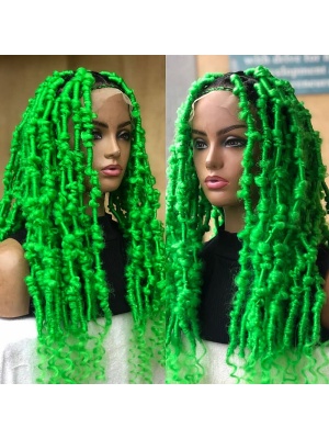 Green Faux Locs Wig, Bold and Trendy Long Hairpiece, 30 Inches Women Locs Wig, Beautiful Braided Stylish and Durable Wig