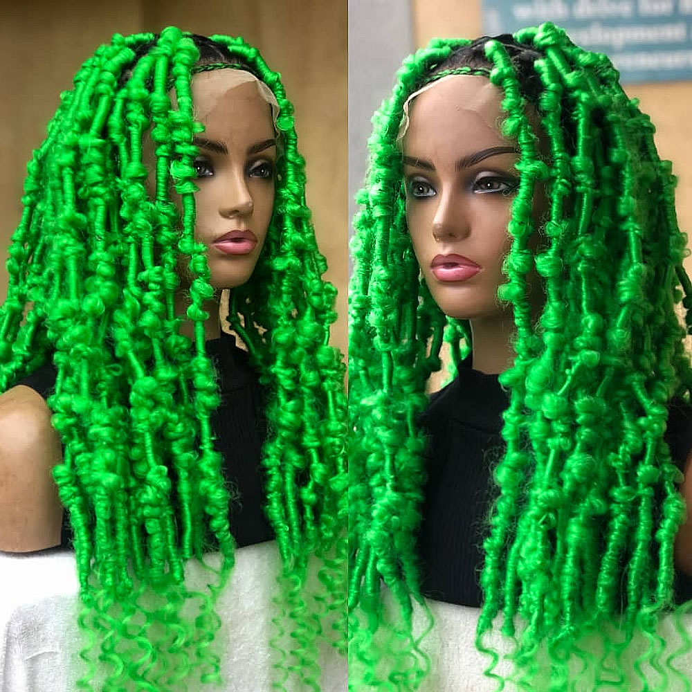 Green Faux Locs Wig, Bold and Trendy Long Hairpiece, 30 Inches Women Locs Wig, Beautiful Braided Stylish and Durable Wig