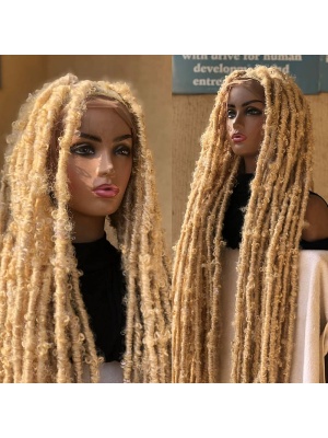 613 blonde Faux Locs Wig, Bold and Trendy Long Hairpiece, 30 Inches Women Locs Wig, Beautiful Braided Stylish and Durable Wig