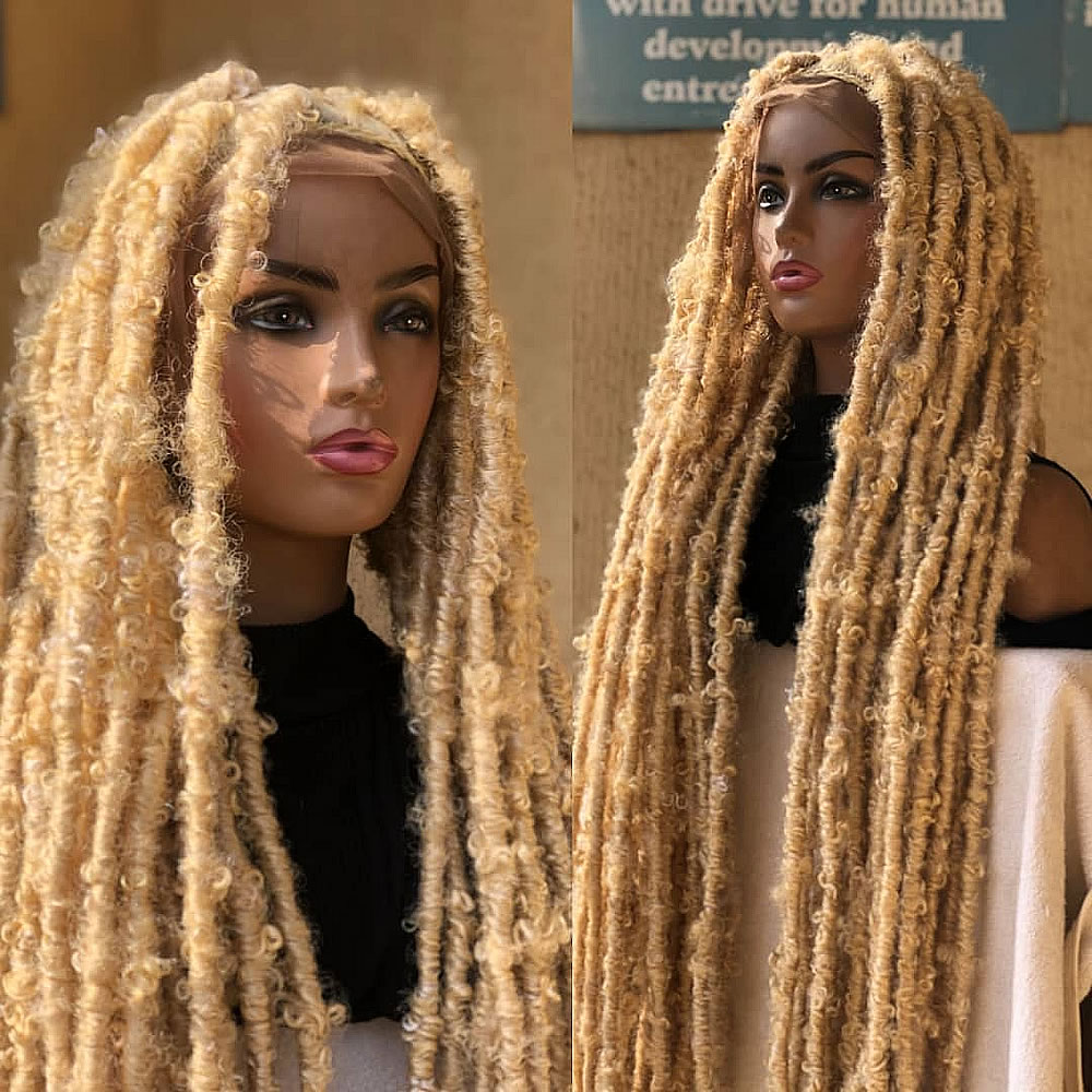 613 blonde Faux Locs Wig, Bold and Trendy Long Hairpiece, 30 Inches Women Locs Wig, Beautiful Braided Stylish and Durable Wig