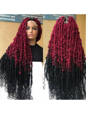 Red Faux Locs Wig, Bold and Trendy Long Hairpiece, 30 Inches Women Locs Wig, Beautiful Braided Stylish and Durable Wig
