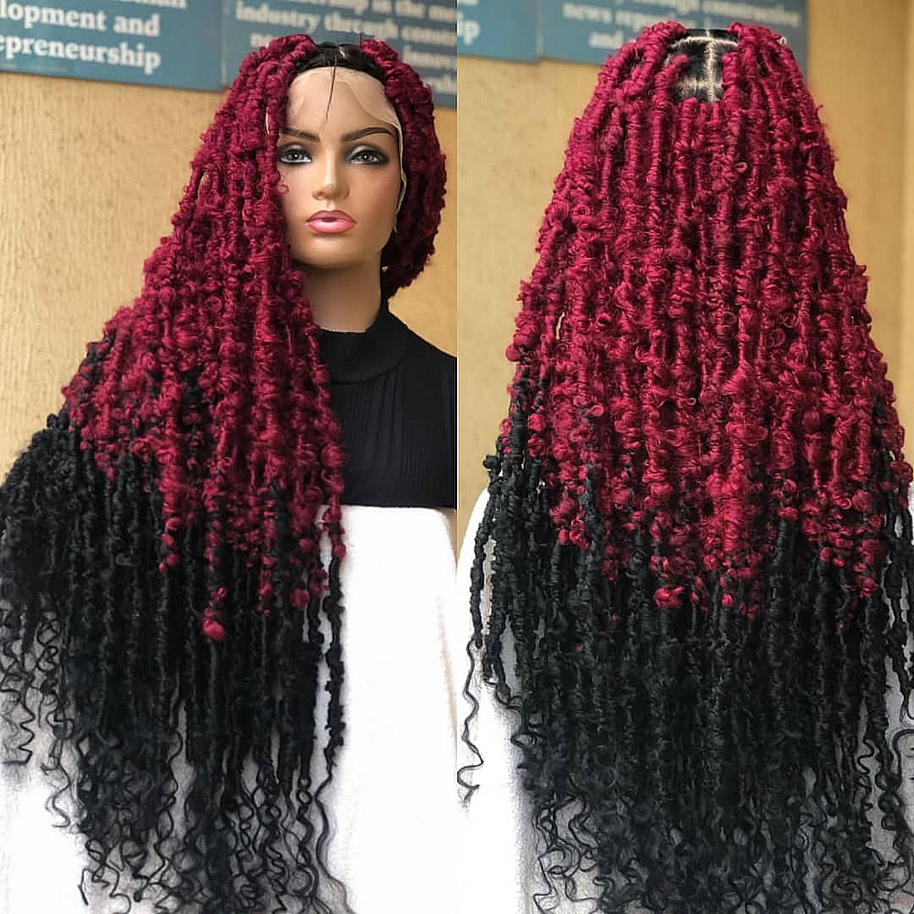 Red Faux Locs Wig, Bold and Trendy Long Hairpiece, 30 Inches Women Locs Wig, Beautiful Braided Stylish and Durable Wig