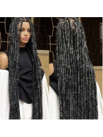 Full Lace Salt and Pepper Distressed Locs Wig, 40 inches