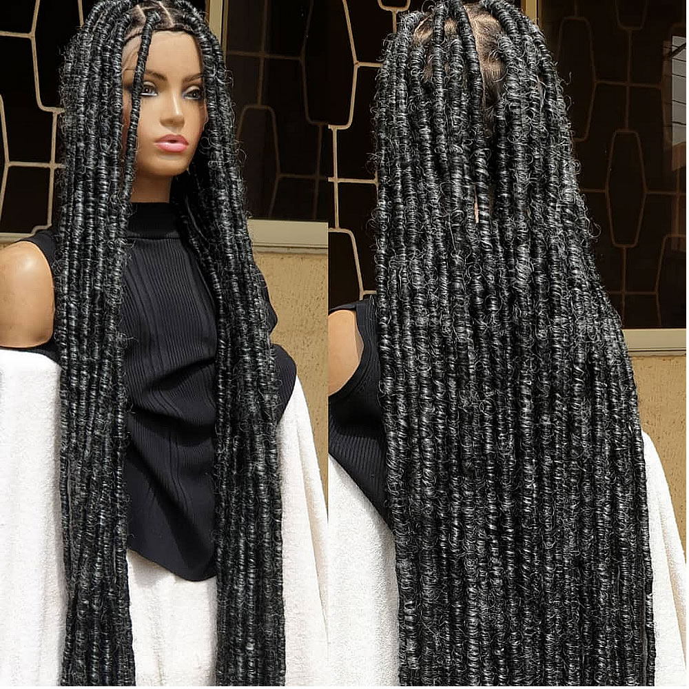 Full Lace Salt and Pepper Distressed Locs Wig, 40 inches