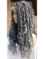 Braided Wig Full lace Salt and Pepper Boho locs 18inches