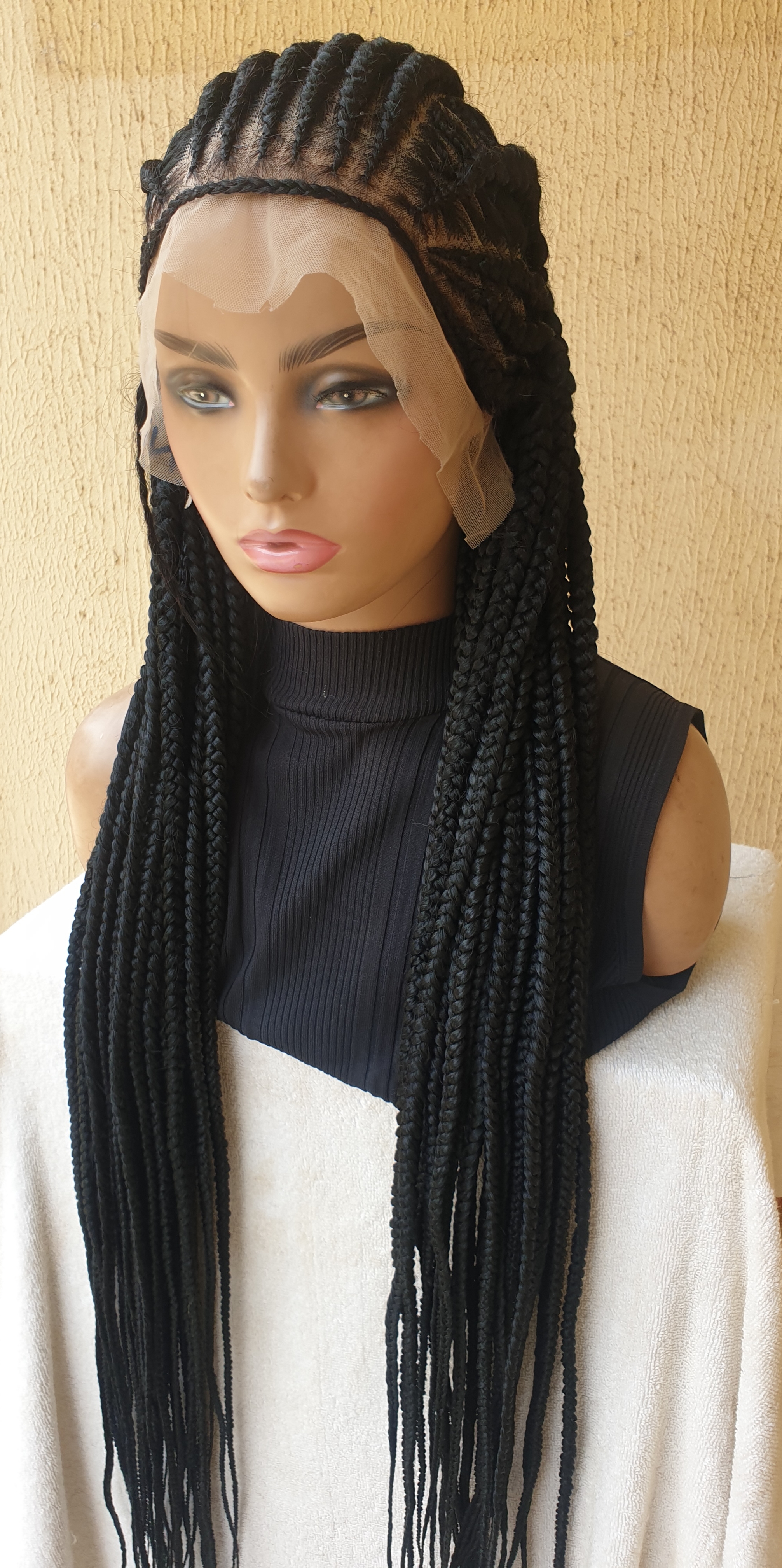 40 inches half updo feedin cornrows frontal wig