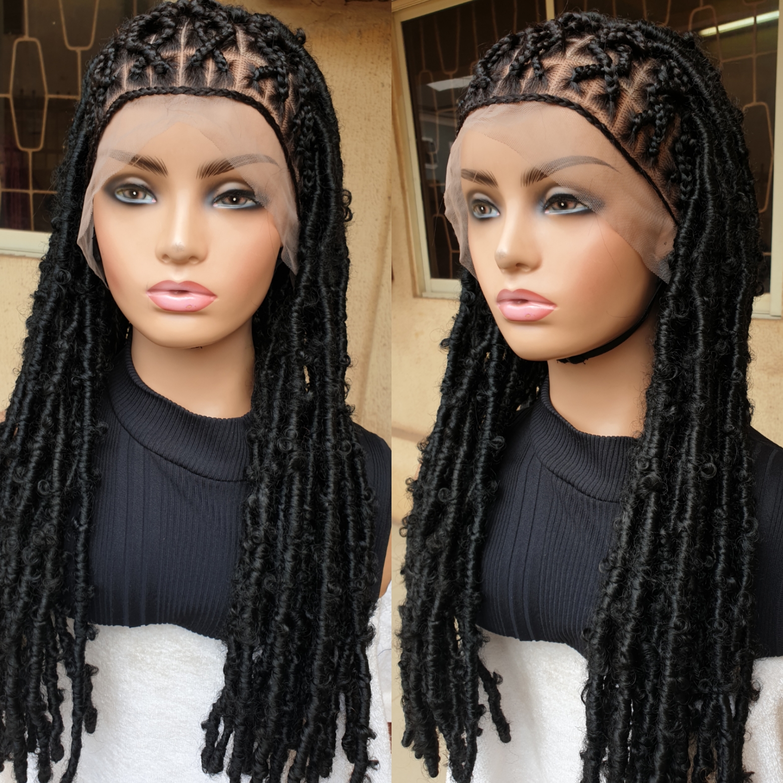 22 inches black Half Criss-Cross Back Cornrow With Butterfly