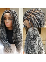 Braided Wig Full lace Salt and Pepper Boho locs 18inches