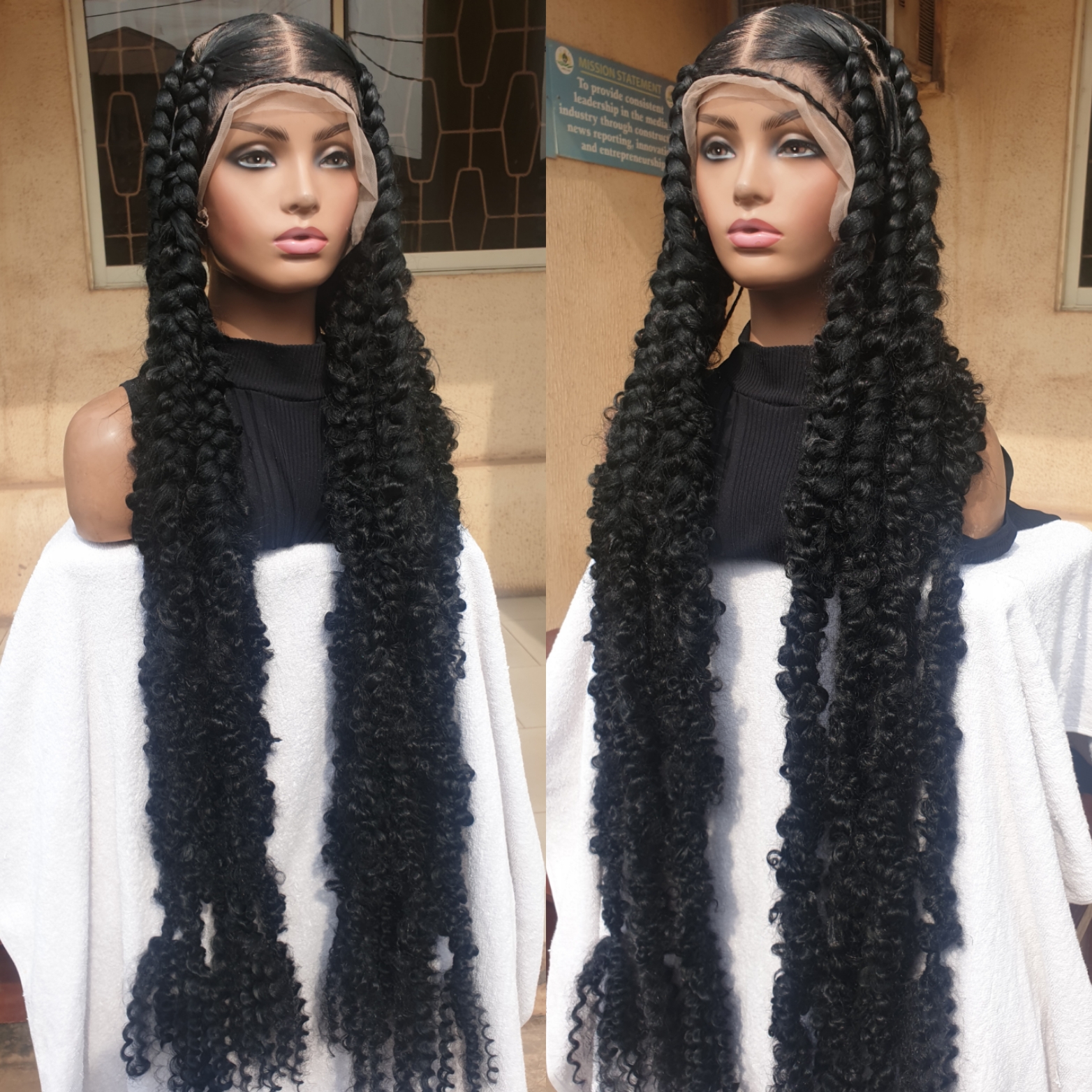 Braided Wig Jumbo Knotless Passion Braids,Stunning Braided.Black Lace Front Wig, Perfect Jumbo Braids, Boho Braids, Goddess Box Braids,Afro Kinky Hair for Black Women