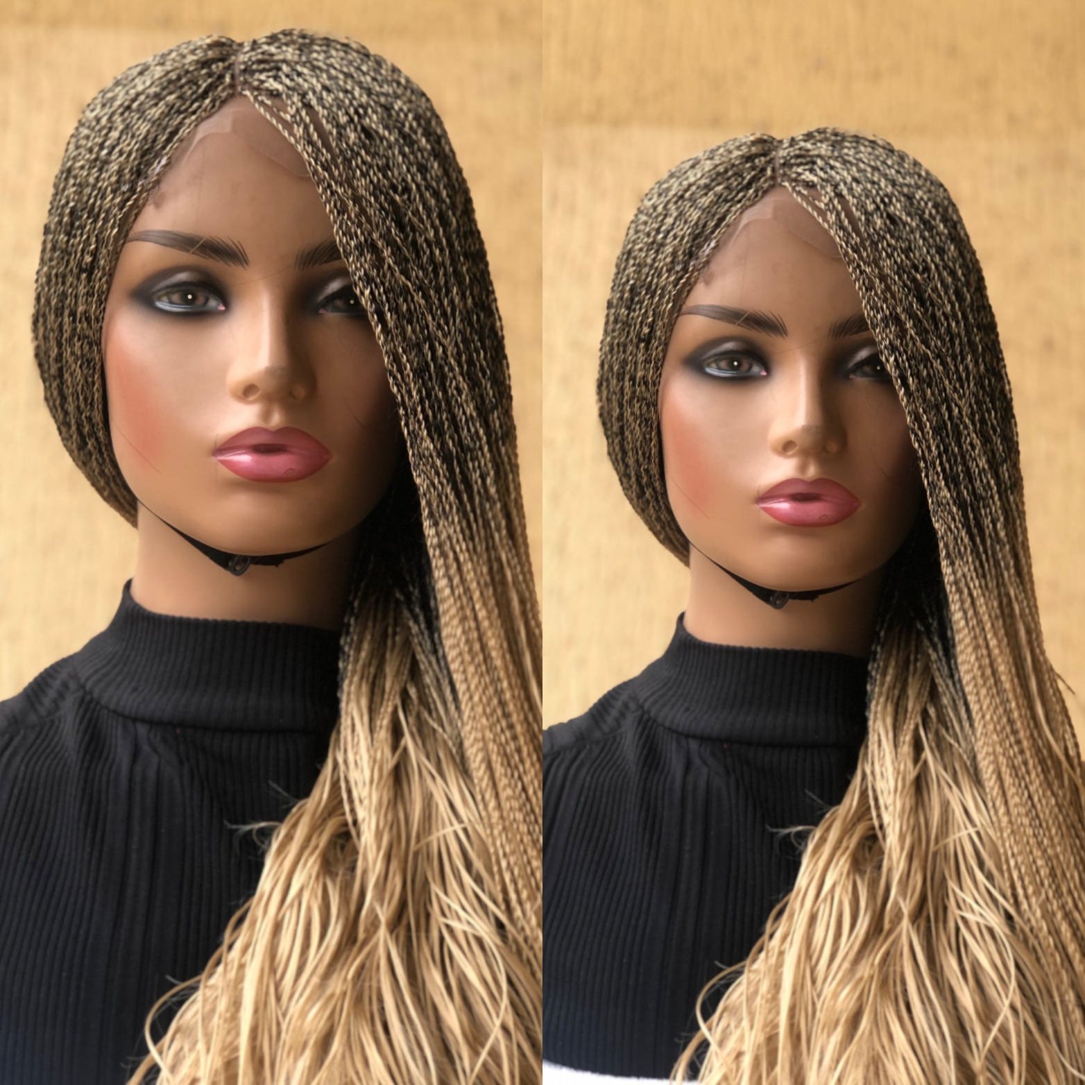 Braided Wig 613 Platinum blonde Curly Ends