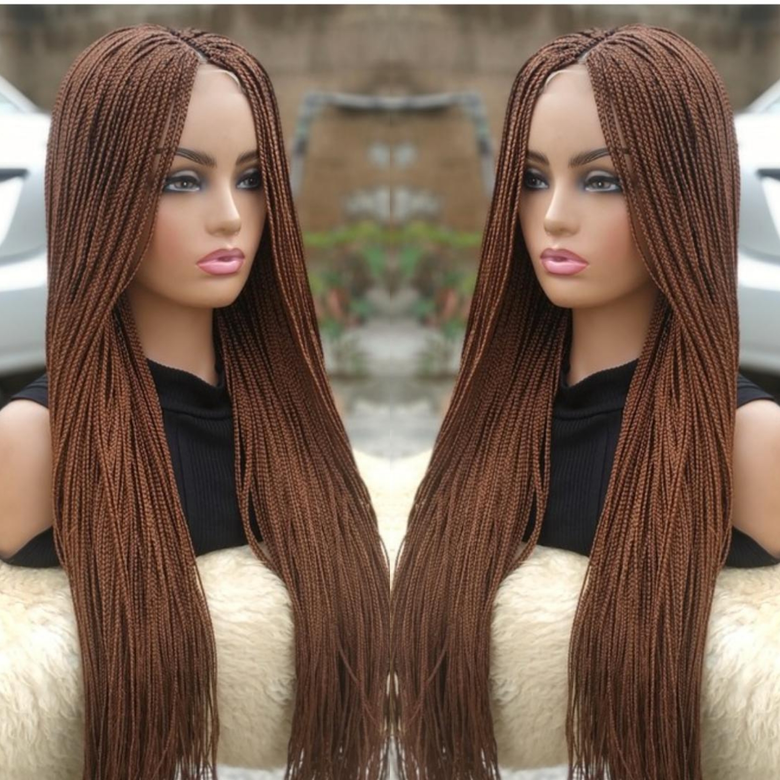 Braided Wig Light Auburn Box Braids 32inches