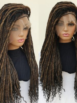 Braided Wig Full Lace Back Combed Synthetic Locs Wig,24 inches