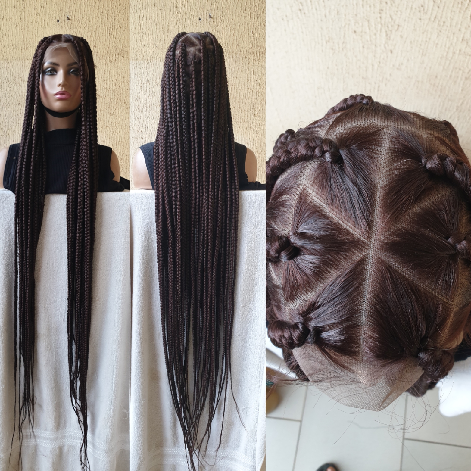 Braided Wig Jumbo Knotless Triangle Part Braids 40 inches