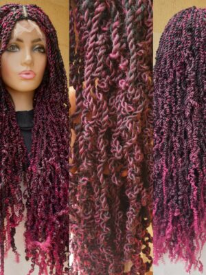 Braided Synthetic Spring Twist,lace wig,Glueless Wig 36 inches