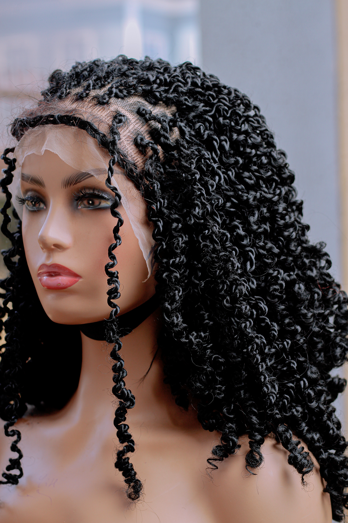 Braided Synthetic Spring Twist,lace wig,Glueless  wig