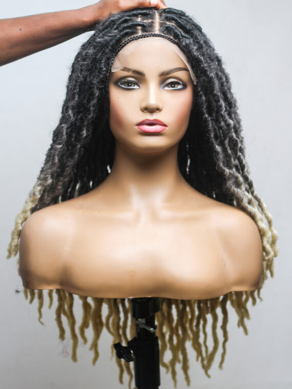 Braided Synthetic Mini Frontal Soft Locs,8x8 Closure Lace Wig, Glueless Wig