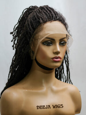 Human Hair Skinny Dread Locs, Sister locks Full Lace Wig,16inches,Messy Roots