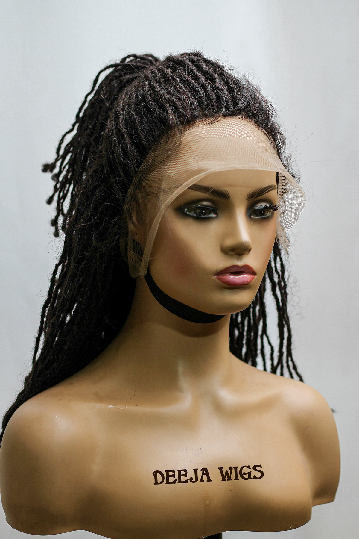 Human Hair Skinny Dread Locs, Sister locks Full Lace Wig,16inches,Messy Roots