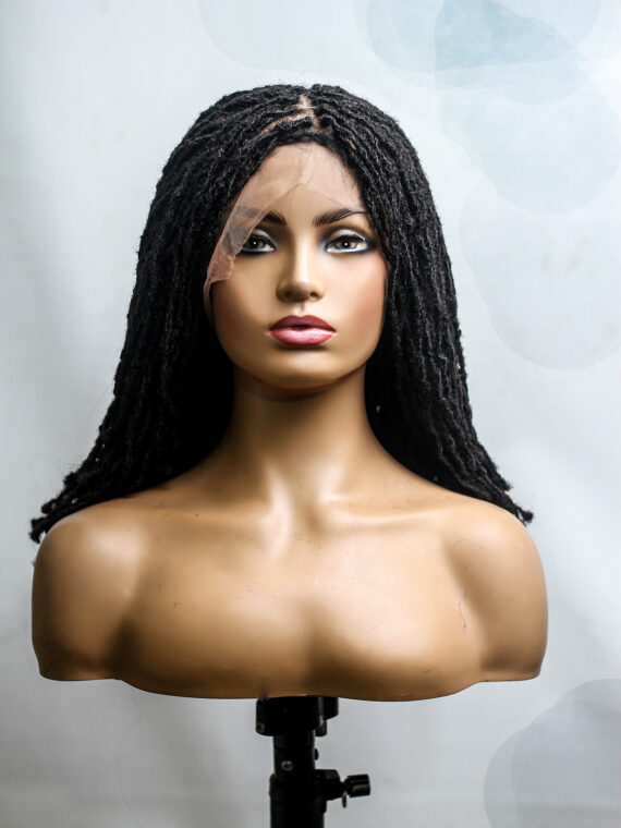 Synthetic Skinny Locs, Sister Locs Black Full lace Wig