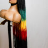 Stylish Braided Lace Wig, Multicolor Jamaican Flag Unique Cornrow Look