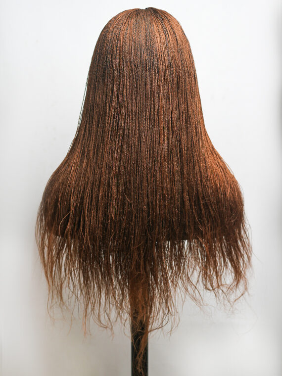 Light Auburn with Black Roots Micro Twist Lace Wig, Single Part Wig