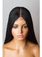 Black Micro Twist Lace Wig, Single Part Wig