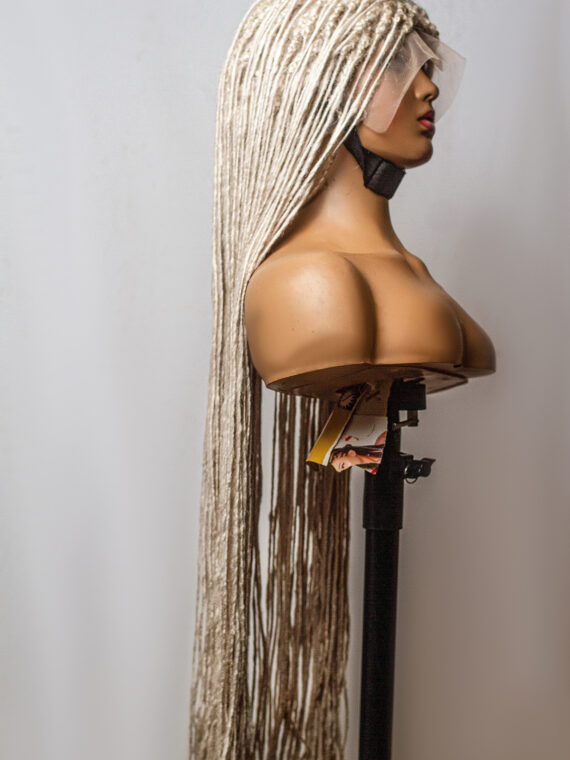 Platinum Blonde Synthetic Dreadlocks, Faux Locs , Full lace wig, 30 inches