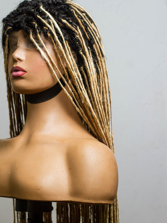 Ash Blonde Synthetic Dread Locks, Faux Locs Full lace, 30 inches