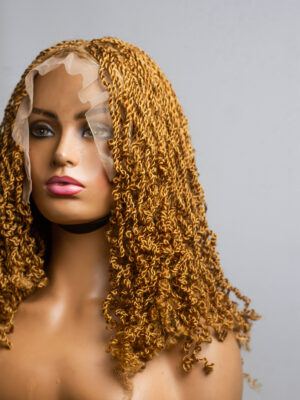 Honey Blonde Synthetic Spring Twist, lace wig, Glueless wig