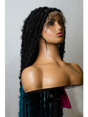 Ombre Teal butterfly Soft Locs on Full lace wig