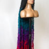 Ombre Teal Green, Pink and Purple Faux Locs Wig, Bold and Trendy Long Hairpiece, 30 Inches Women Locs Wig, Beautiful Braided Stylish and Durable Wig