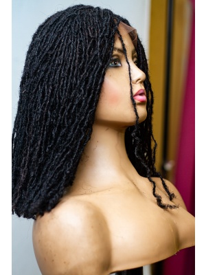 Braided Frontal Piece, 100 Percent Human Hair Sisterlocs, Skinny Dreadlocks