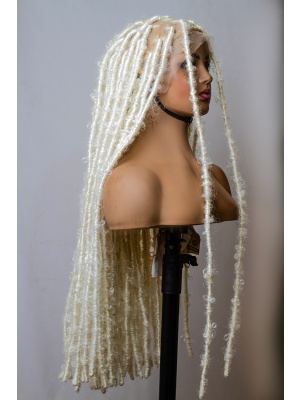 Platinum Blonde Faux Locs Wig, Bold and Trendy Long Hairpiece, 30 Inches Women Locs Wig, Beautiful Braided Stylish and Durable Wig