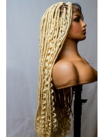 613 Platinium Blonde Braided Synthetic Boho Locs, Full lace wig,Glueless  wig, 30 inches