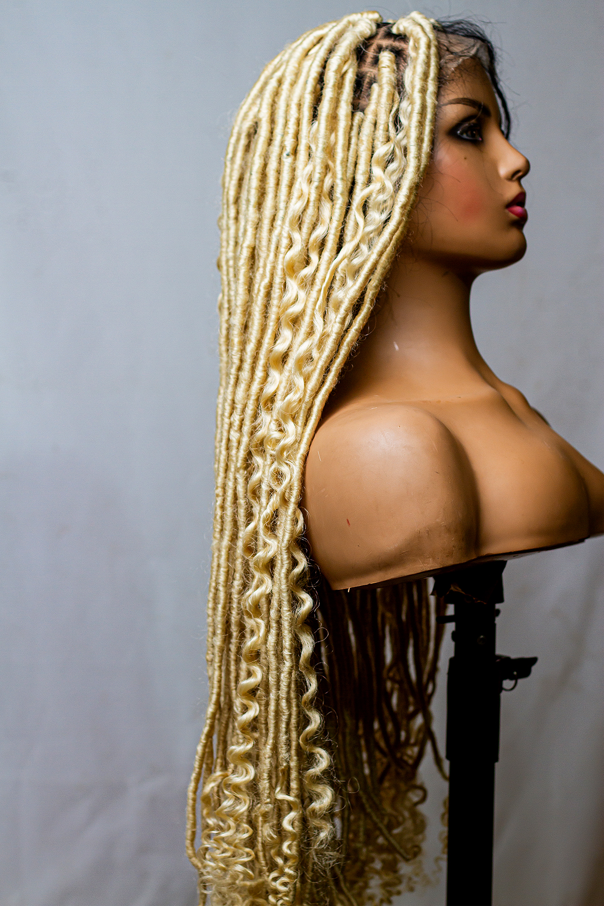 613 Platinium Blonde Braided Synthetic Boho Locs, Full lace wig,Glueless  wig, 30 inches