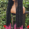 Ombre Pink Faux Locs Wig, Bold and Trendy Long Hairpiece, 30 Inches Women Locs Wig, Beautiful Braided Stylish and Durable Wig