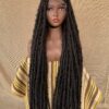 Off Black Faux Locs Wig, Bold and Trendy Long Hairpiece, 40 Inches Women Locs Wig, Beautiful Braided Stylish and Durable Wig
