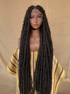 Off Black Faux Locs Wig, Bold and Trendy Long Hairpiece, 40 Inches Women Locs Wig, Beautiful Braided Stylish and Durable Wig