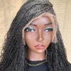 Dyeable Frontal Lace Salt and Pepper Human Hair Micro twist, Human Hair Million Braids , Handmade wig for black women, Braided Wig, free shipping