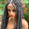 Salt and Pepper Full lace Soft Locs Grey Dreadlocks Braids Wig Wig for Black Women Free shipping