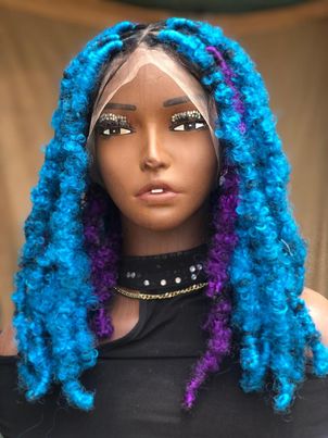 Blue Faux Locs Wig, Bold and Trendy Short Hairpiece, 14 Inches Women Locs Wig, Beautiful Braided Stylish and Durable Wig
